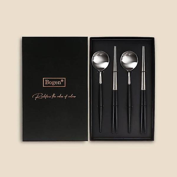  보겐 에펠 수저세트 4P 핑크로즈(블랙) 2인 선물세트