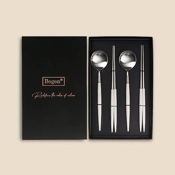  보겐 에펠 수저세트 4P 핑크로즈(화이트) 2인 선물세트
