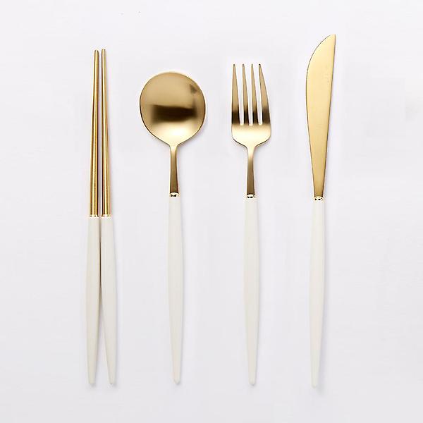  보겐 에펠 수저세트 4P 핑크로즈(화이트) 2인 선물세트