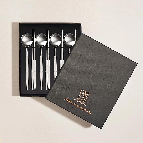  보겐 에펠 커트러리 수저세트 8P 샤틴(블랙,화이트) 4인 선물세트