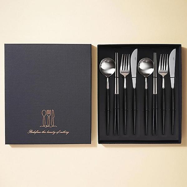  보겐 에펠 커트러리 수저세트 8P 샤틴(블랙) 2인 선물세트