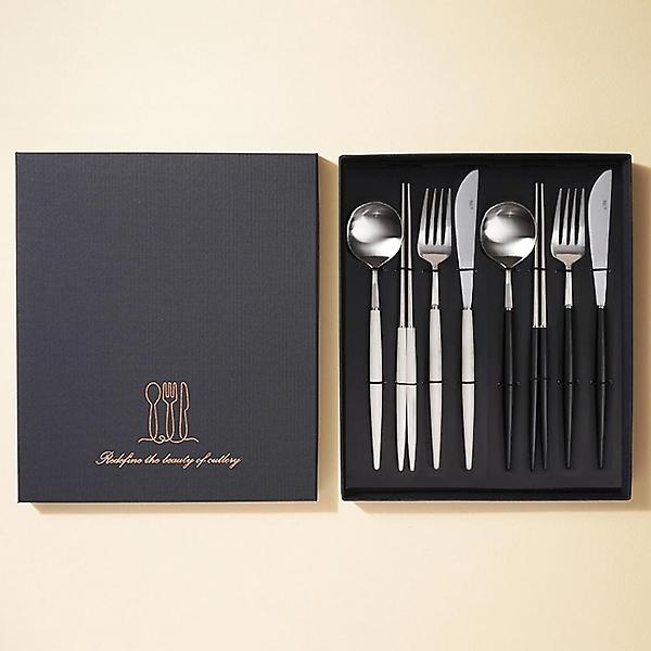  보겐 에펠 커트러리 수저세트 8P 샤틴(블랙) 2인 선물세트