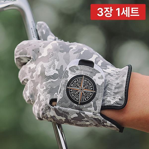  3장 1세트/히메지몬자 시그니처 카모 이지탭 합피 이중덧댐 골프장갑 E46102