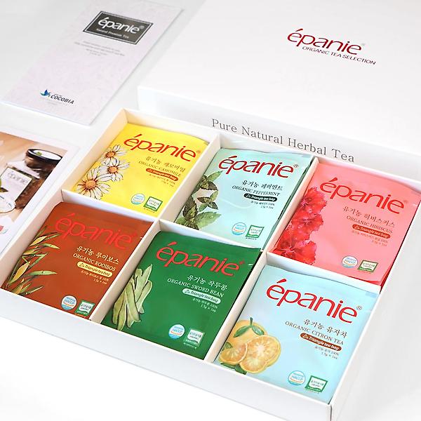  (답례품스티커제작)에빠니 유기농 허브차 오가닉티 셀렉션 6종 선물세트