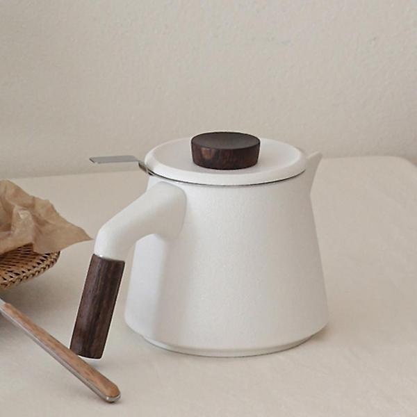  고원 계수나무 티포트 450ml 화이트 도자기 티팟+차거름망