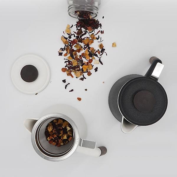  고원 계수나무 티포트 450ml 화이트 도자기 티팟+차거름망