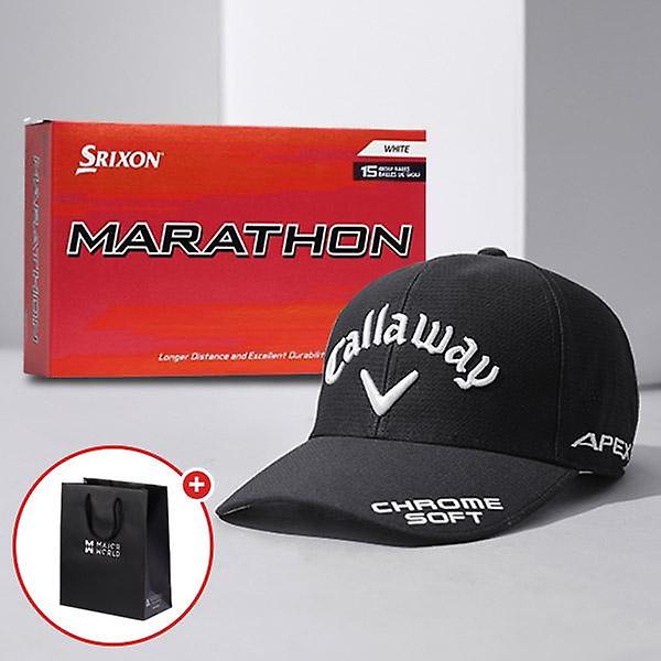  캘러웨이 CG 라이트 투어 캡 골프모자 + 마라톤 롱 디스턴스 2.0 15구 골프공 + 쇼핑백 선물세트