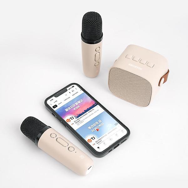  스마텍 무선 블루투스 노래방 듀엣 미니 마이크&스피커세트 STMC-4200