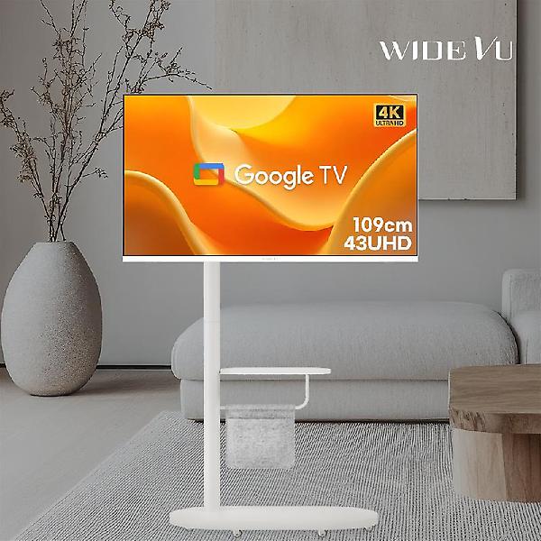  와이드무빙뷰 화이트에디션 109cm(43인치) 구글 UHD 스마트TV 타원형 이동식스탠드 삼탠바이미