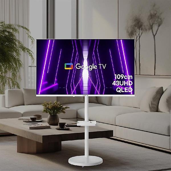  와이드무빙뷰 클래식 화이트에디션 43인치 QLED UHD TV+삼탠바이미 세트 이동식스탠딩 삼텐바이미