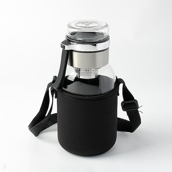  [로하티] 내열유리 티보틀 파우치 세트 휴대물병 실버