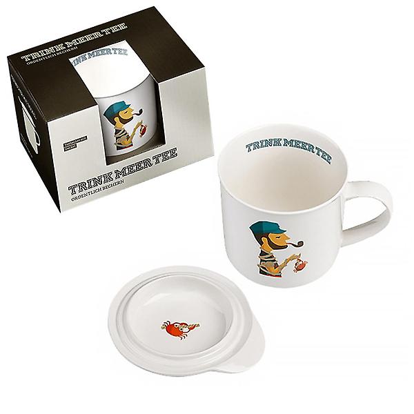  TMT 북유럽 일러스트 뚜껑 머그컵 400ml 꽃게 도자기 머그잔