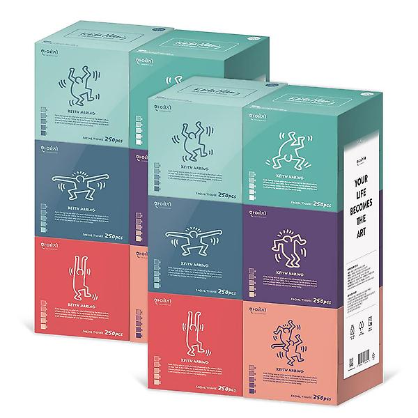  키스해링 오브제 미용티슈 250매 6입 x 3팩