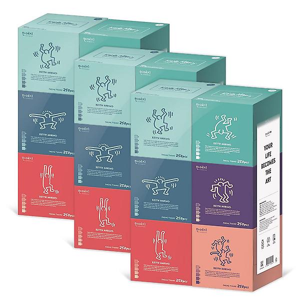  키스해링 오브제 미용티슈 250매 6입 x 1팩