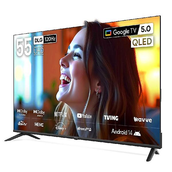  프리즘 CP55G5Q 140cm 구글5.0 스마트 4K QLED TV 120Hz 프리핫키 지원