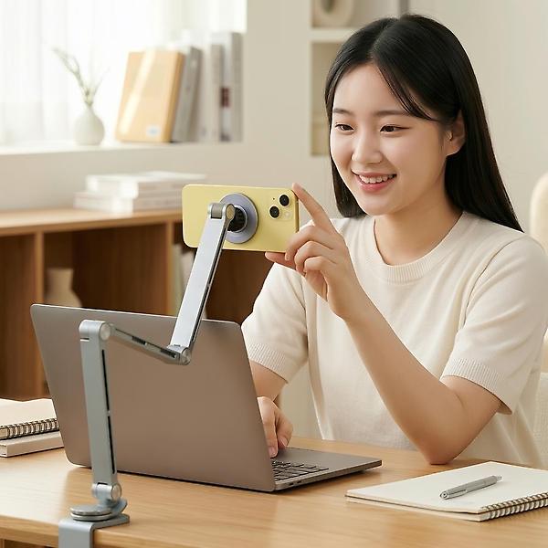  맥세이프 마그네틱 핸드폰 자바라 거치대 누워서 유튜브 침대 항공샷 수직 촬영