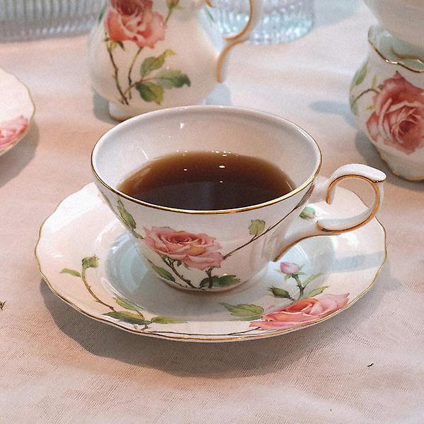  고원 로즈가든 골드림 도자기 찻잔세트 L 250ml 2인조