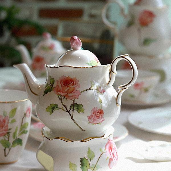  고원 로즈가든 골드림 도자기 티포트 S 500ml