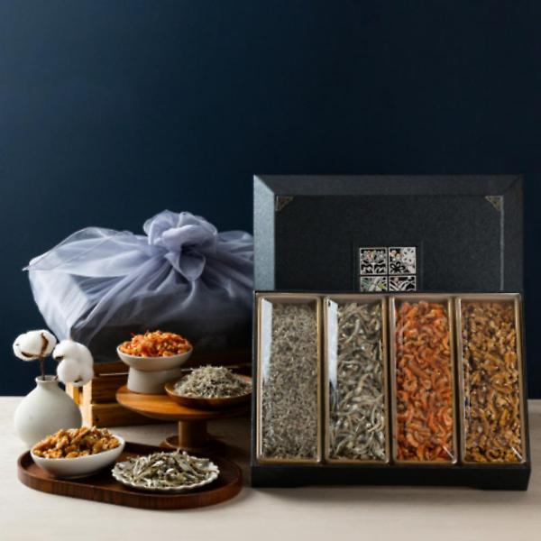  해살이 한지함 사각 4종 볶음용멸치 설 명절 선물세트