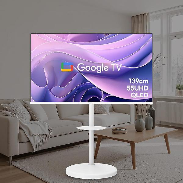  와이드무빙뷰 화이트에디션 139cm(55인치) 구글 UHD QLED 스마트TV 대형 이동식스탠드 삼탠바이미