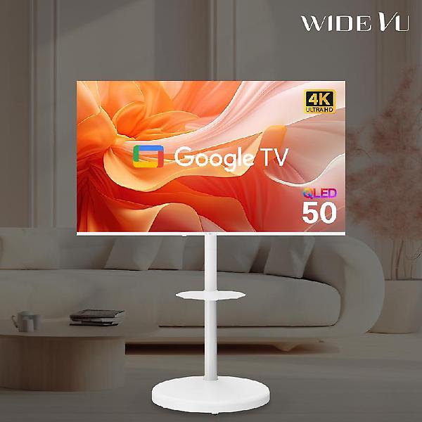  와이드무빙뷰 화이트에디션 127cm(50인치) 구글 UHD QLED 스마트TV 대형 이동식스탠드 삼탠바이미