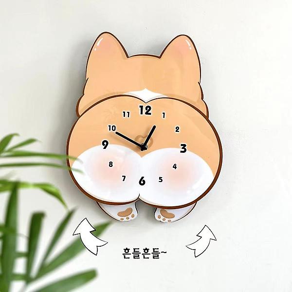  (주문제작) 홈테리어 코기 강아지 인테리어 무소음 벽시계