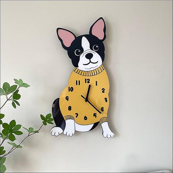  (주문제작) 홈테리어 프렌치불독 강아지 디자인 캐릭터 무소음 벽시계