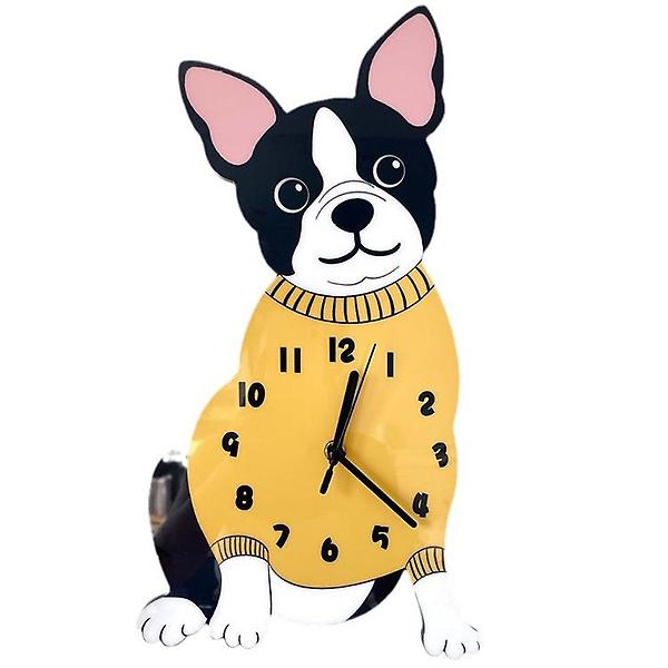  (주문제작) 홈테리어 프렌치불독 강아지 디자인 캐릭터 무소음 벽시계
