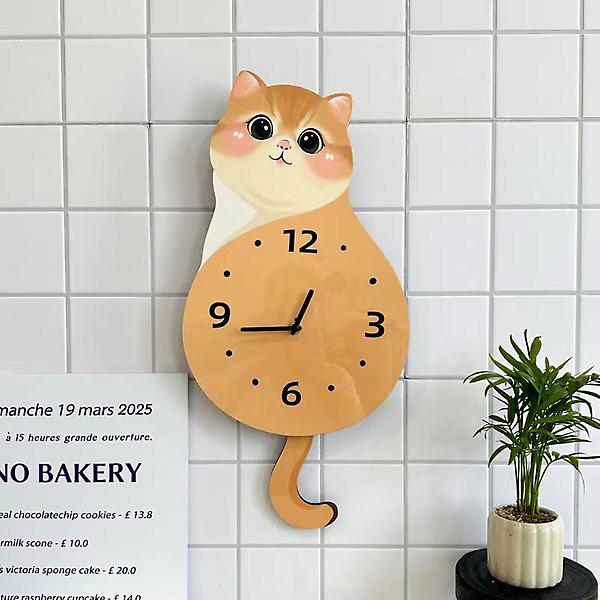  (주문제작) 홈테리어 감성 금빛 고양이 무소음 벽시계