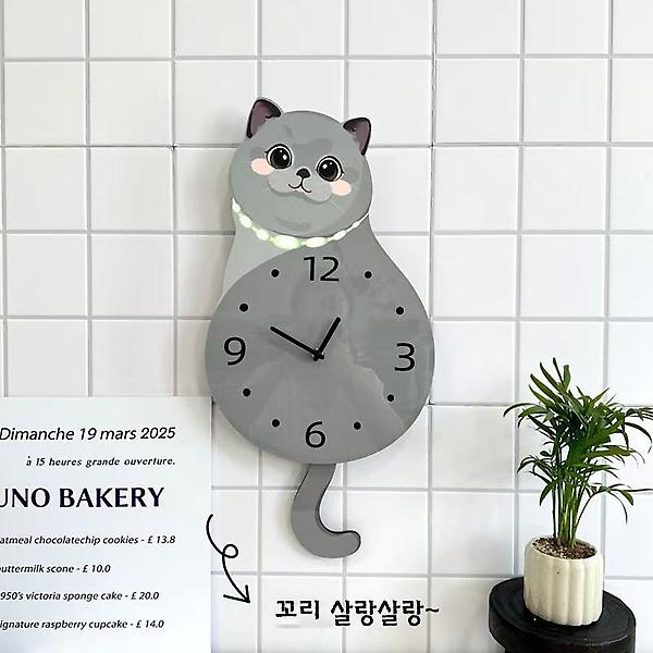  (주문제작) 홈테리어 감성 금빛 고양이 무소음 벽시계