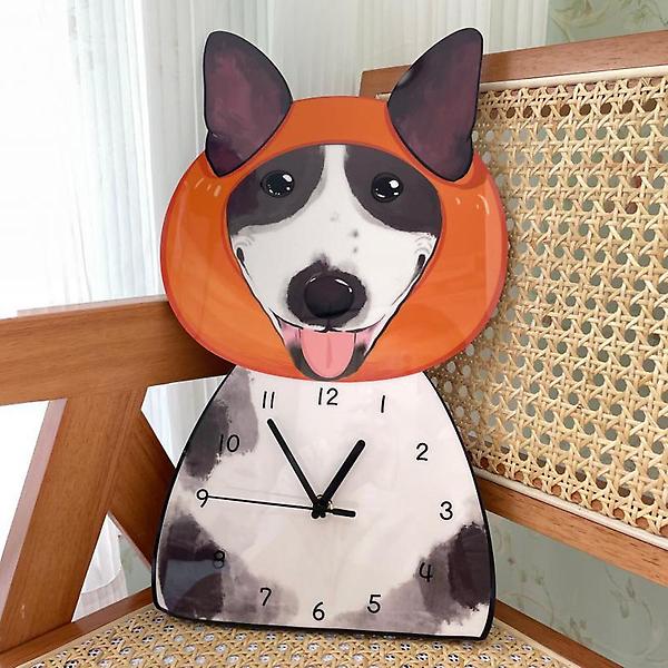  (주문제작) 홈테리어 불독 강아지 디자인 캐릭터 무소음 벽시계