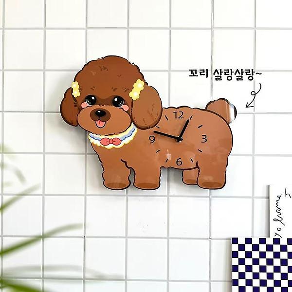  (주문제작) 홈테리어 푸들 강아지 무소음 디자인 캐릭터 벽시계 색상