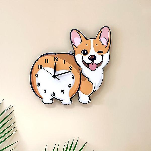  (주문제작) 홈테리어 코기 강아지 디자인 무소음 벽시계