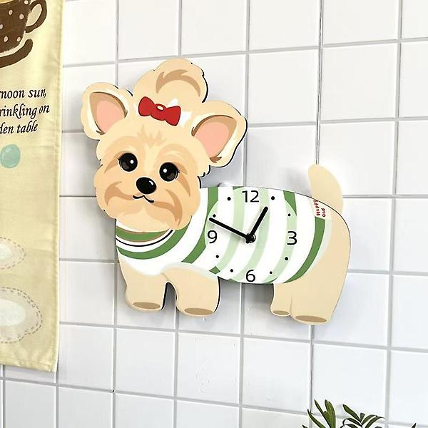  (주문제작) 홈테리어 요크셔테리어 강아지 디자인 캐릭터 무소음 벽시계