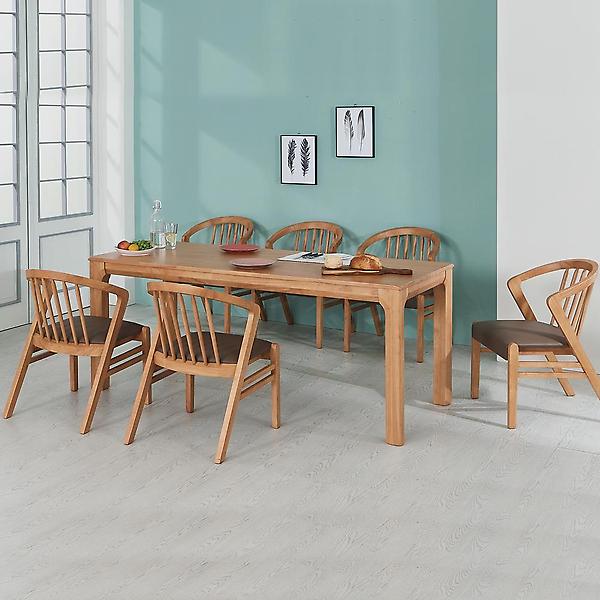  아이앤 시에나 고무나무원목 6인 식탁 세트 FU