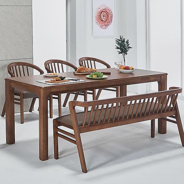  아이앤 시에나 고무나무원목 6인 식탁 벤치세트 FU