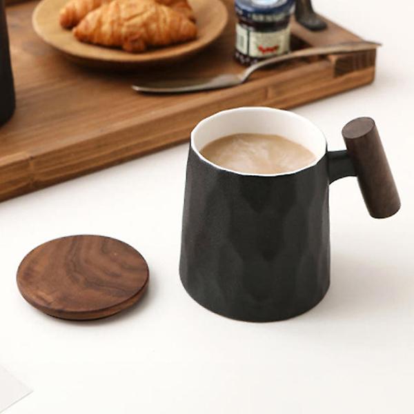  고원 계수나무 머그컵 350ml 우드 리드 도자기 머그잔 블랙