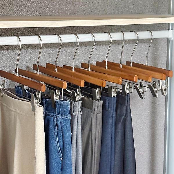  올지 헤리티지 원목 집게 바지걸이 5P 청바지 정장 회전고리 논슬립