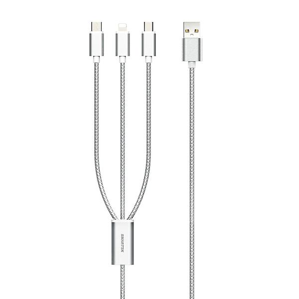  스마텍 올인원 고속충전 5핀/8핀/C타입 메탈케이블1.2M