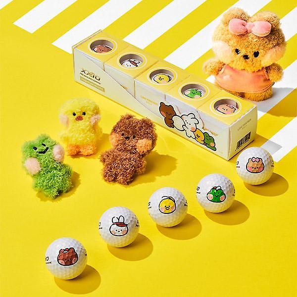  던롭 젝시오 x 라인프렌즈 미니니 3피스 골프공 5구 세트 고반발 고탄도 소프트 골프볼