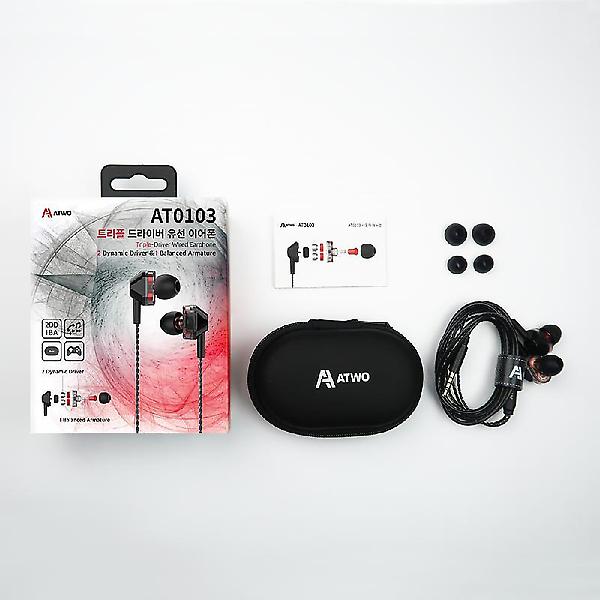  에이투 AT0103 트리플 드라이버 게이밍 커널형 인이어 유선 이어폰 3.5 mm