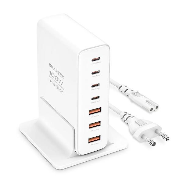  [스마텍] 100W 7포트 멀티충전기 GaN C타입 PD PPS STQC-7Port200W