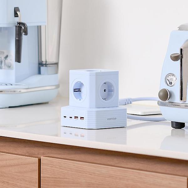  버티탭 버티컬 고용량 4000W 타워 멀티탭 큐브 9구 캠핑 여행 에어컨 디자인 2m 단품