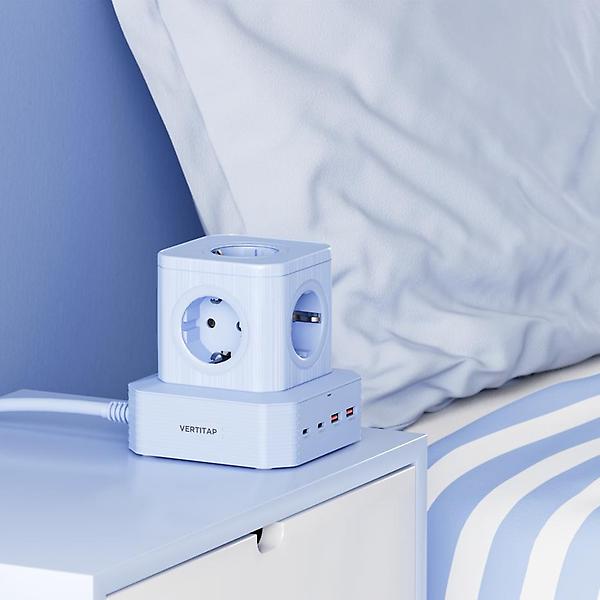  버티탭 버티컬 고용량 4000W 타워 멀티탭 큐브 9구 캠핑 여행 에어컨 디자인 2m 단품