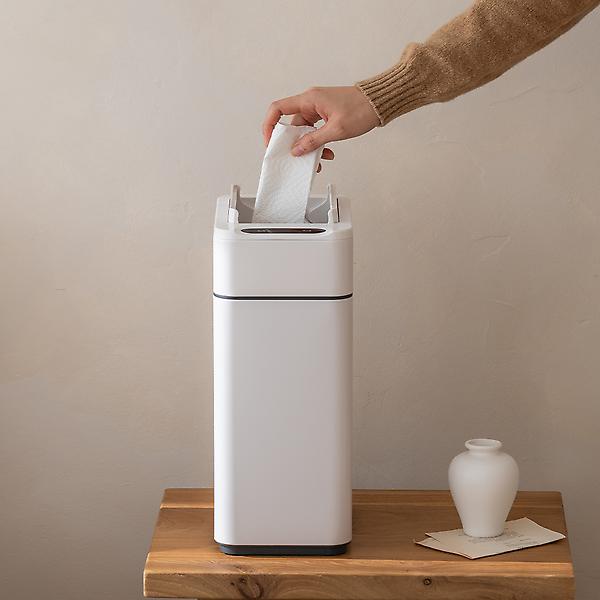 [다룸/D-TC-1001(IV)] 자동센서 스마트 쓰레기통 10L 아이보리 날개형