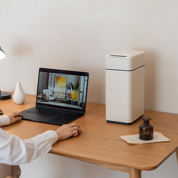 [다룸/D-TC-1001(IV)] 자동센서 스마트 쓰레기통 10L 아이보리 날개형