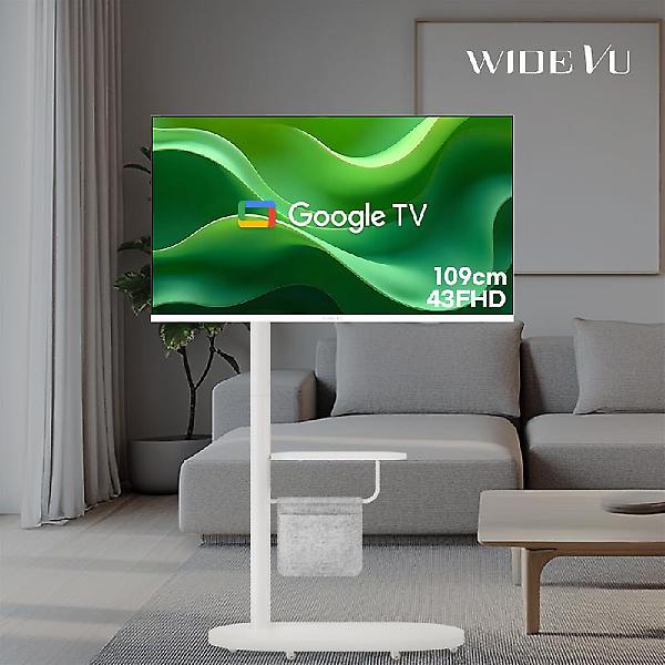  와이드무빙뷰 화이트에디션 109cm(43인치) 구글 FHD 스마트TV 타원형 이동식스탠드 삼탠바이미