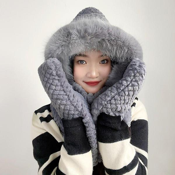  포근하루 일체형 후드 머플러(그레이)