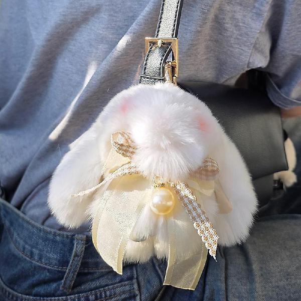  진주리본 토끼 털키링
