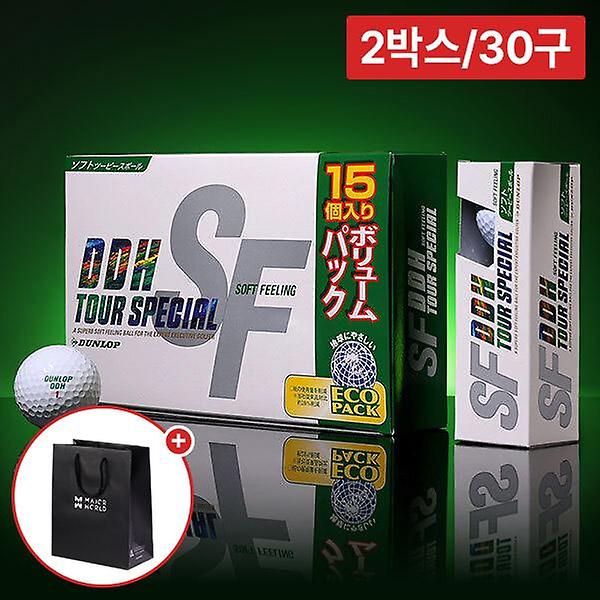  2박스 총30구/던롭 2피스 골프공 DDH 소프트필링 III 15구 비거리 장타 골프볼+쇼핑백